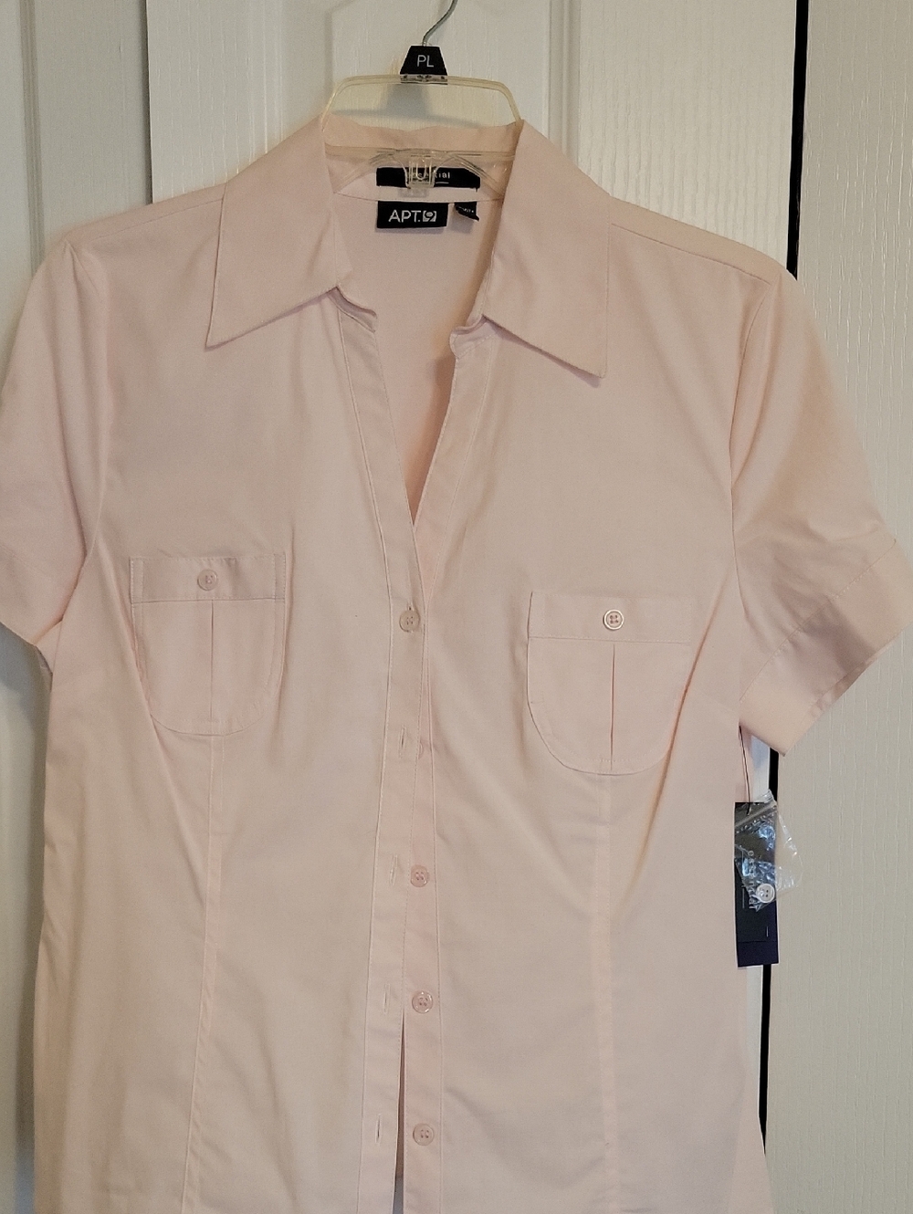 Apt. 9 Pale Pink Short Sleeve Button Front Shirt PL